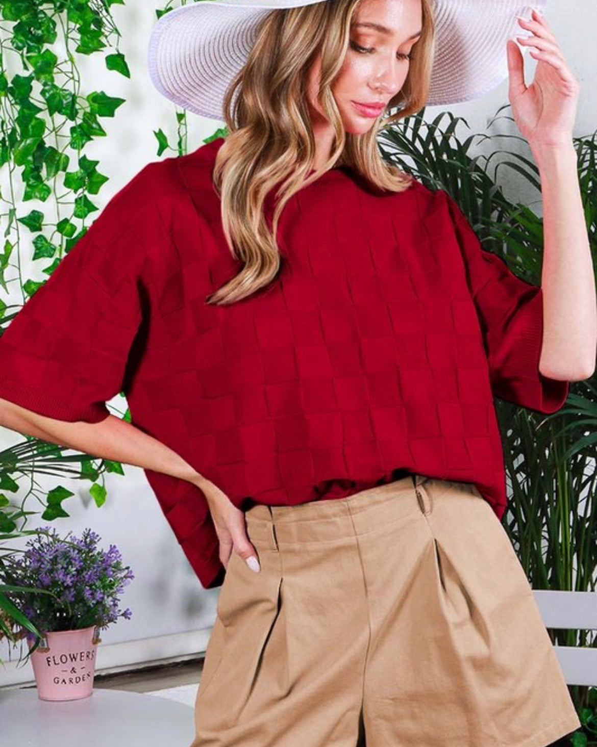 Burgundy Block Sweater