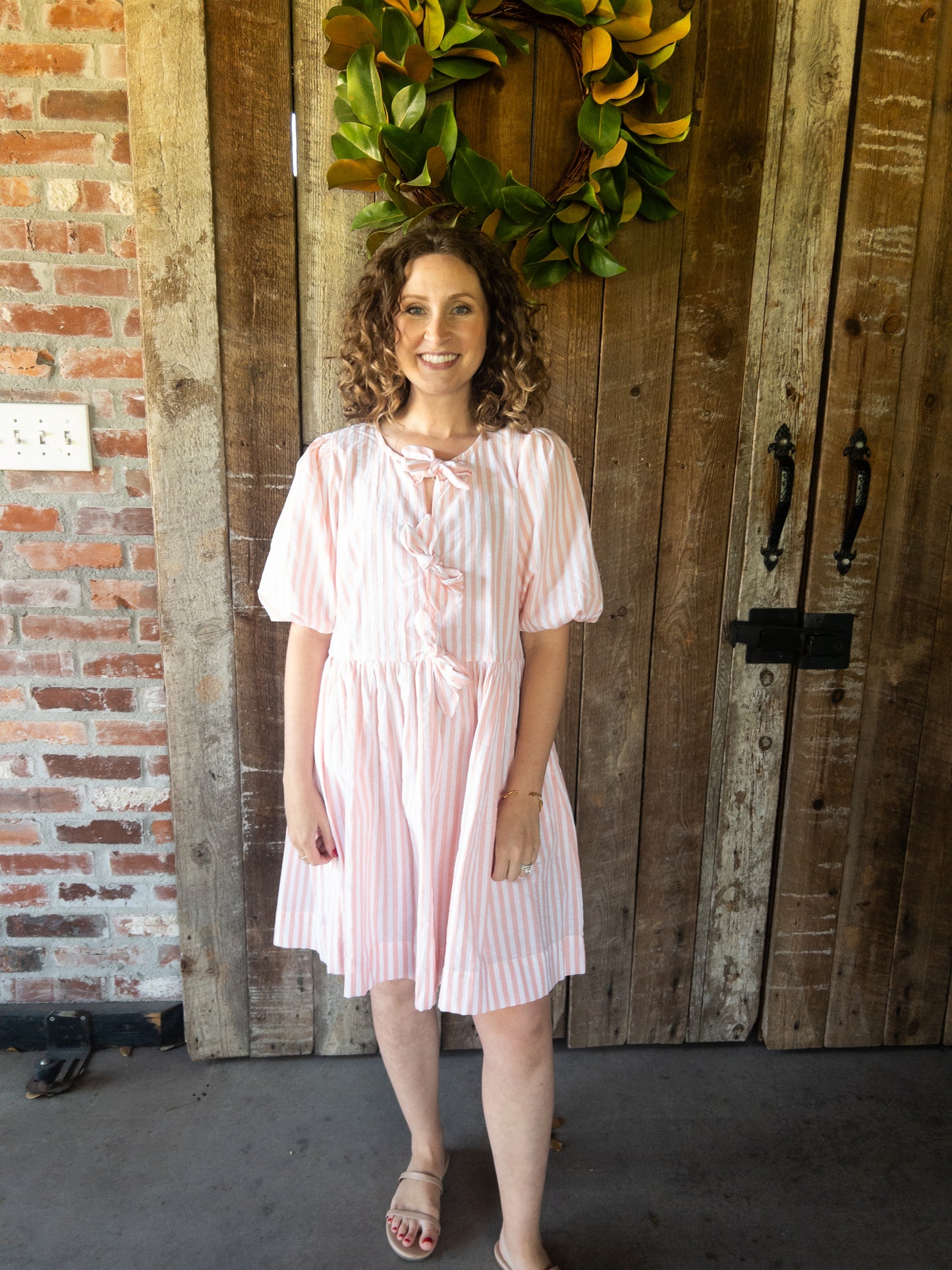 Peach Stripe Mini Dress