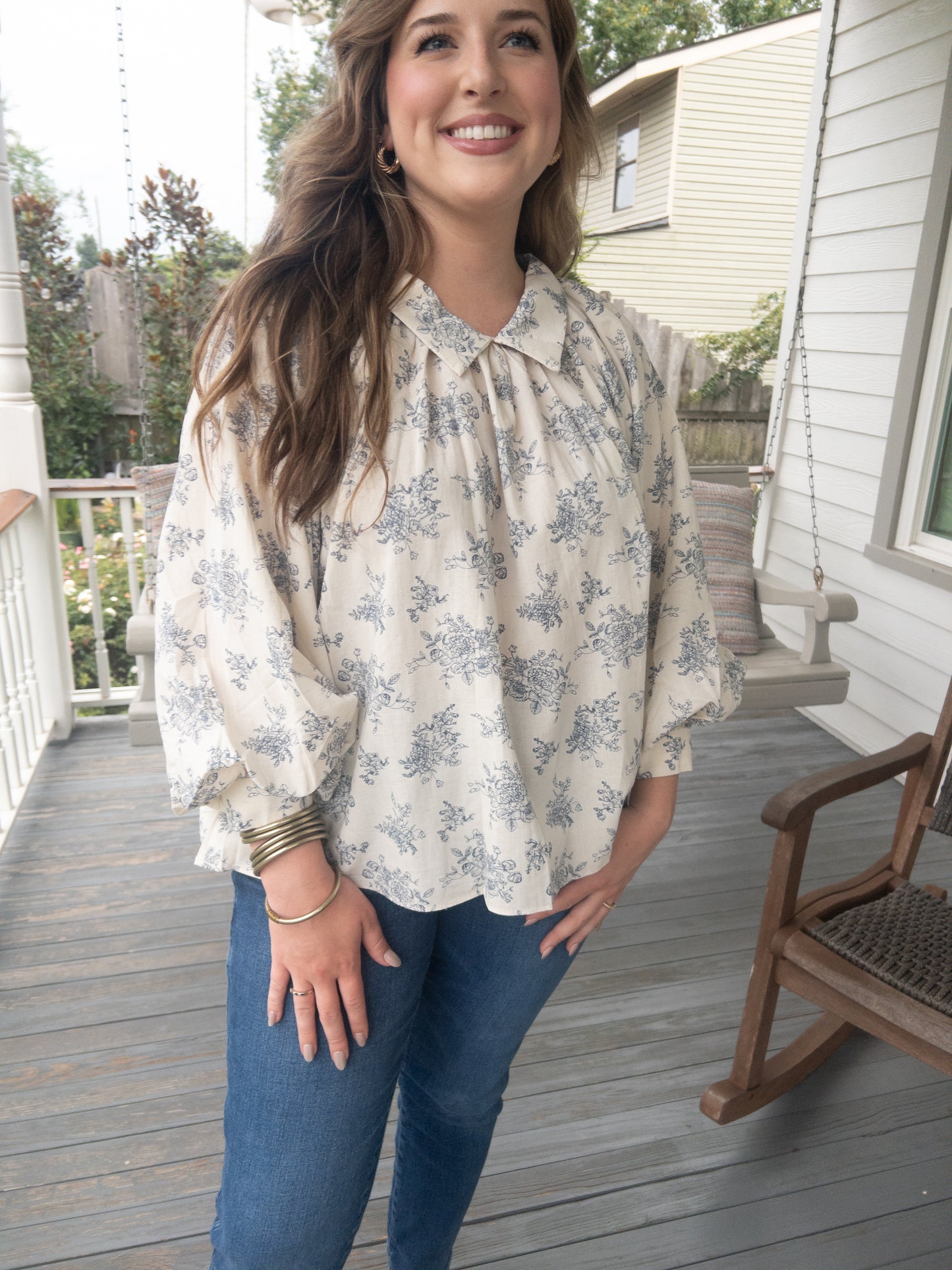 Floral Collar Blouse