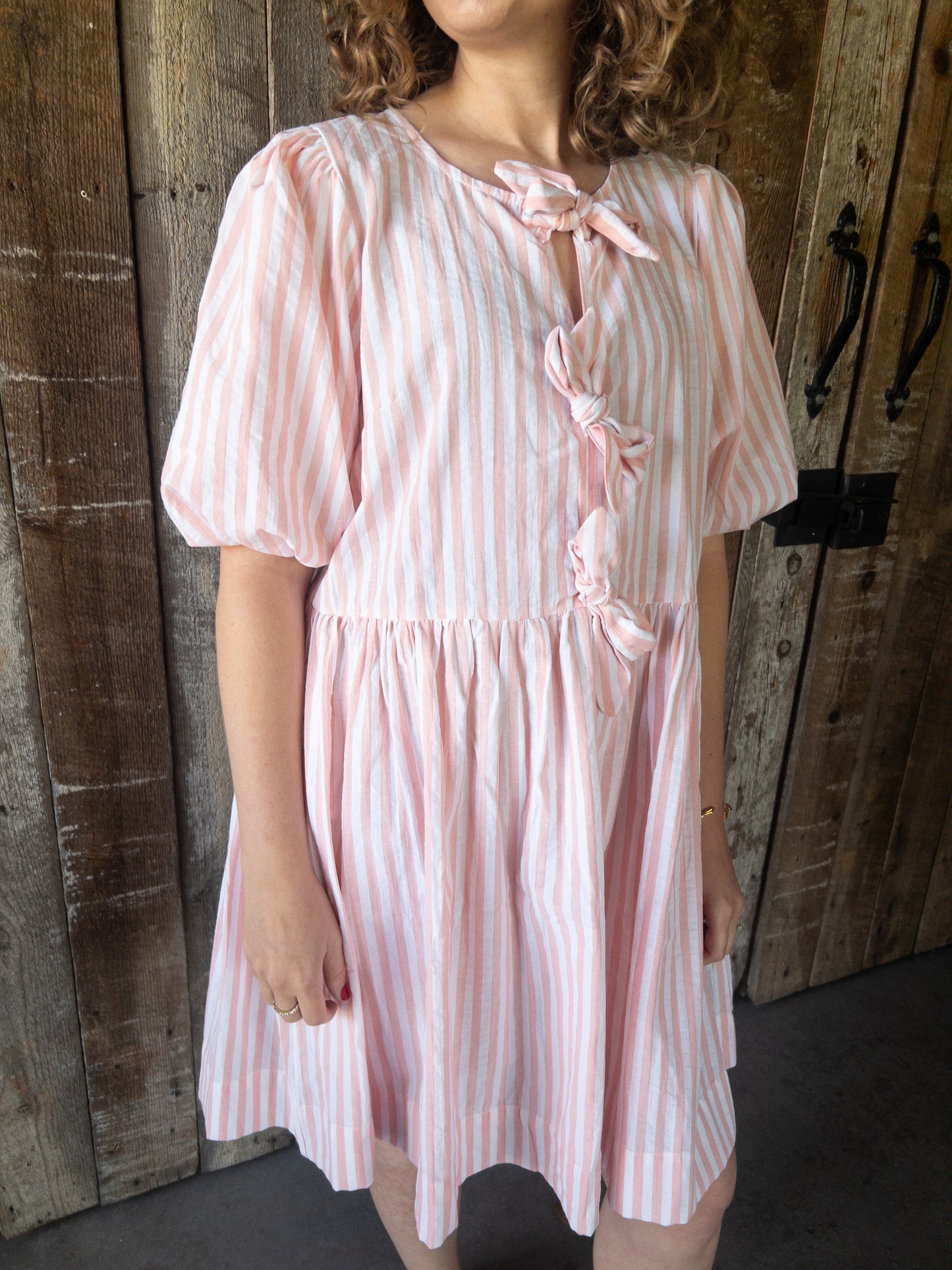 Peach Stripe Mini Dress