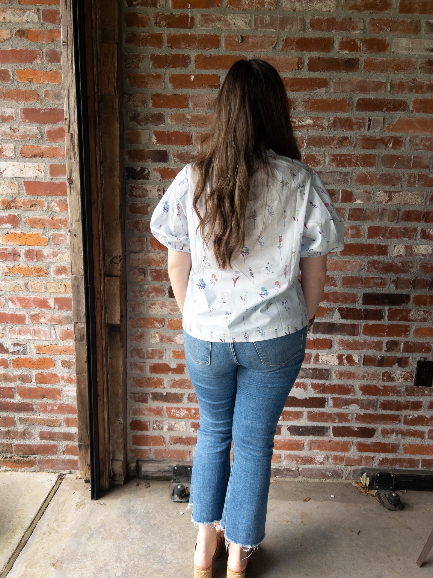 Floral light blue blouse