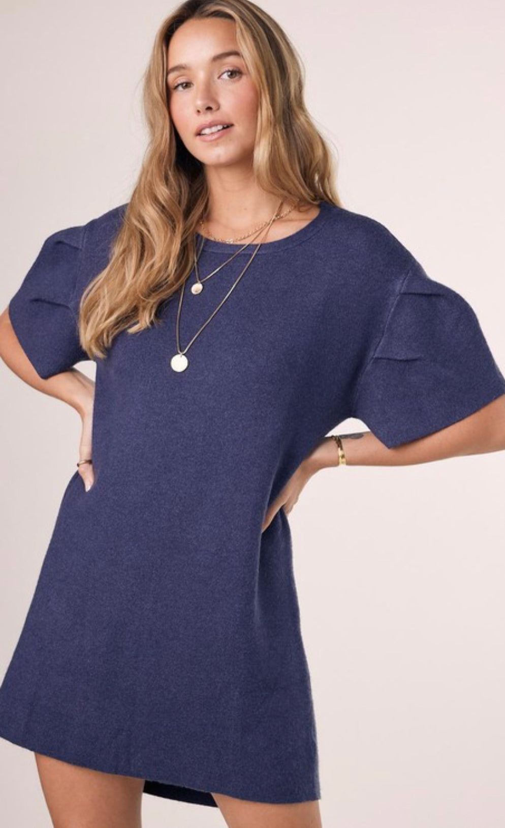 Navy Knit Mini Dress