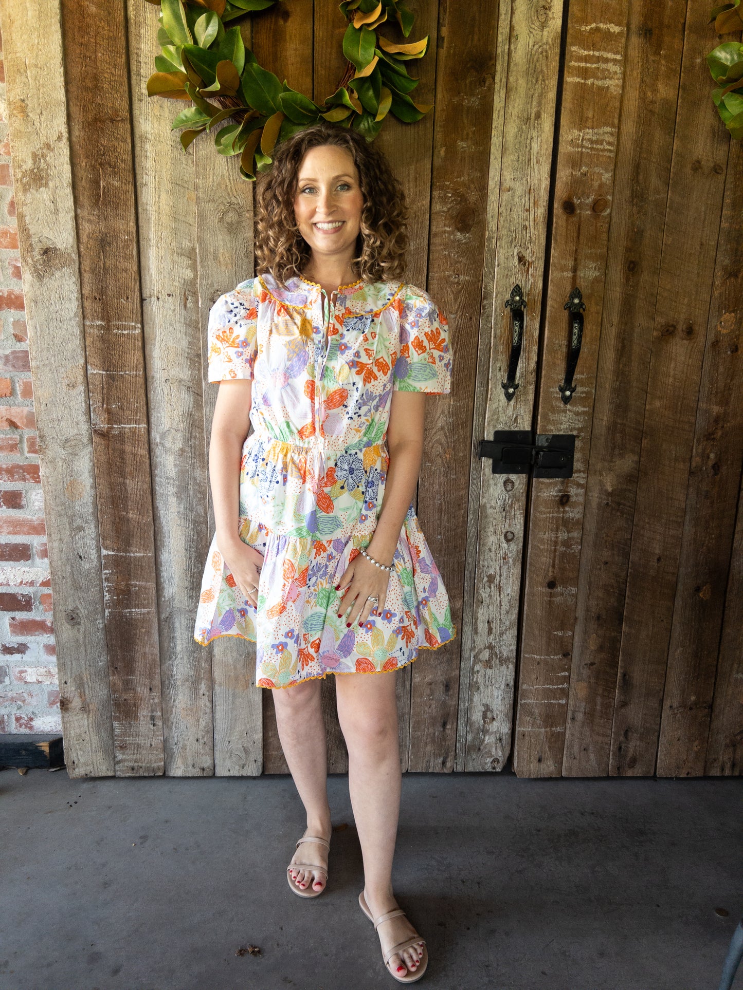 Colorful floral mini dress