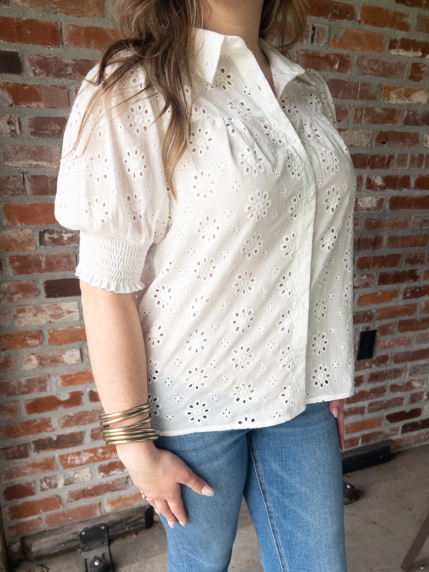 White Eyelet Top