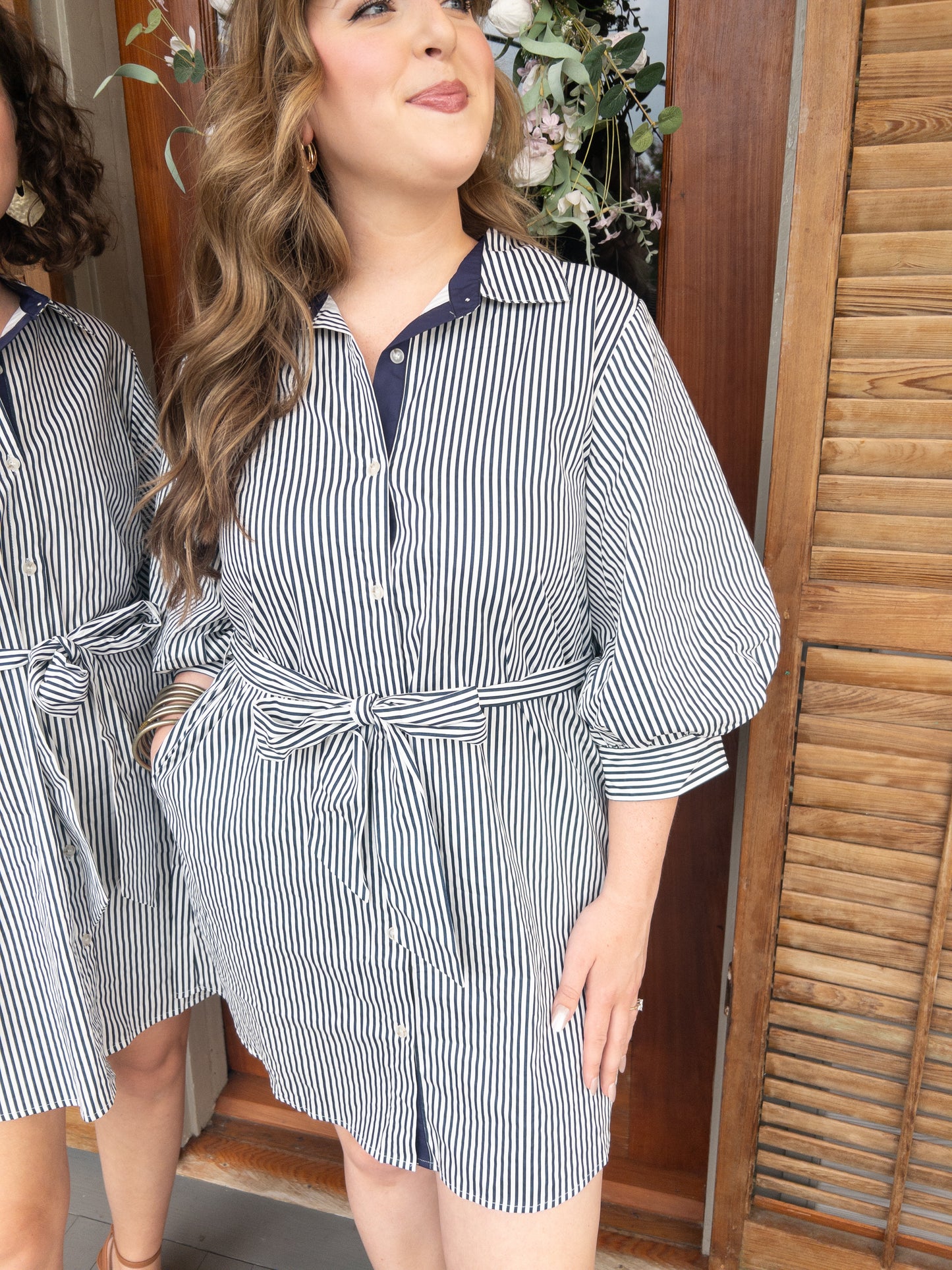 Navy & White Stripe Mini Dress