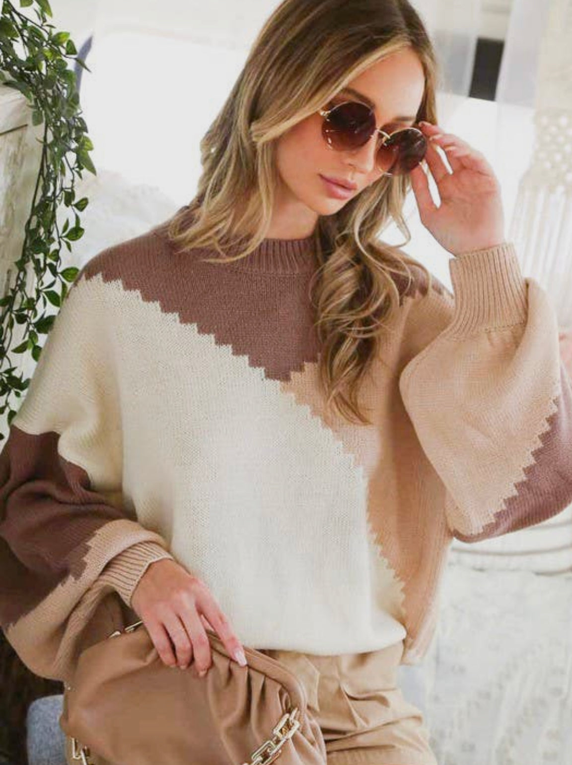 Color Block Chunky Sweater