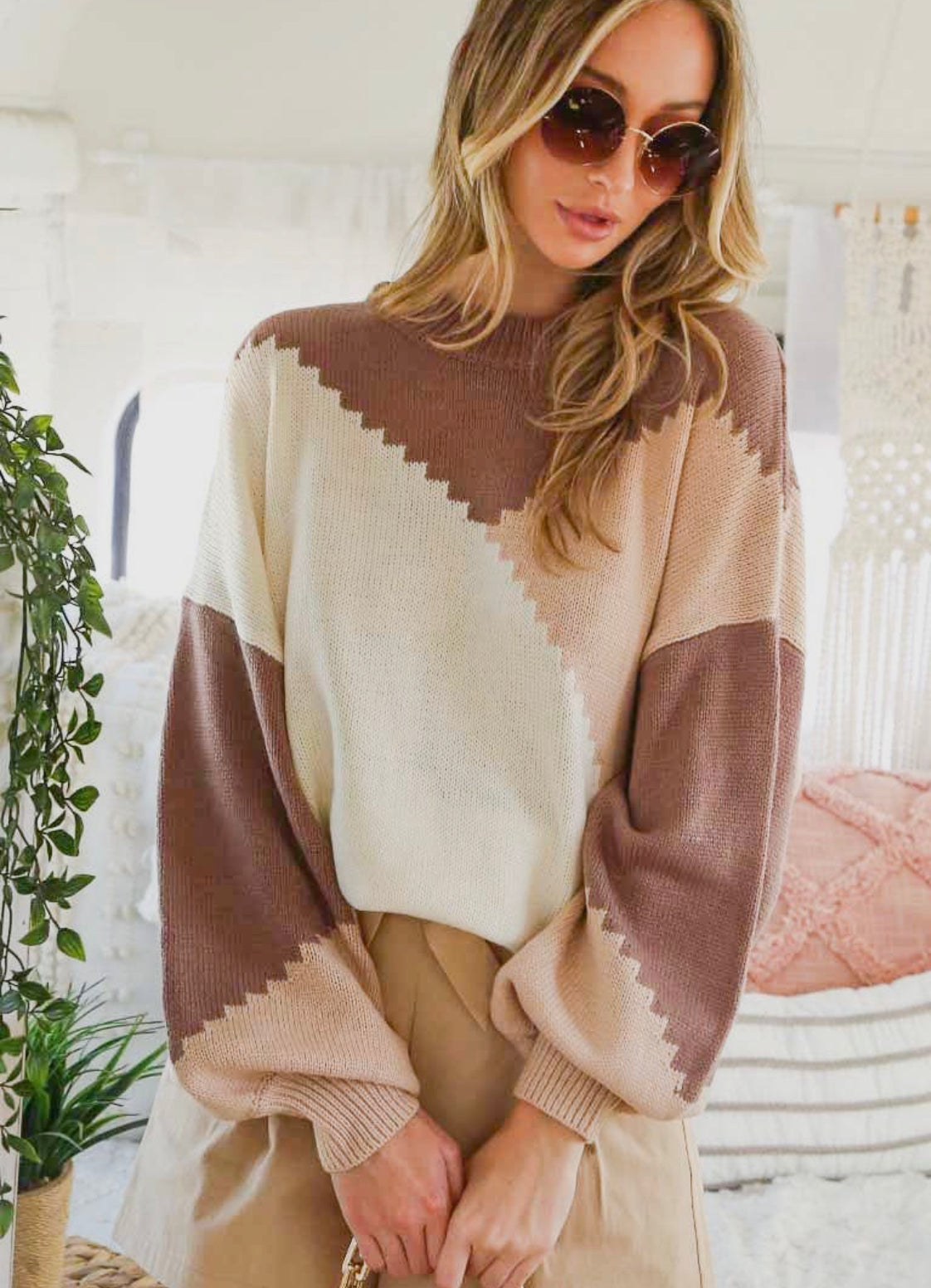 Color Block Chunky Sweater