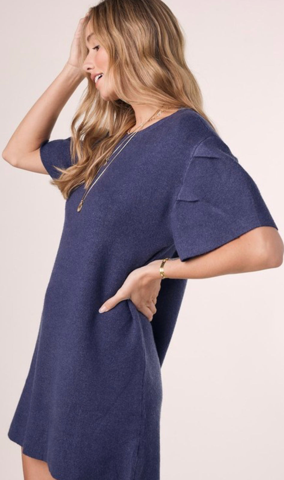 Navy Knit Mini Dress