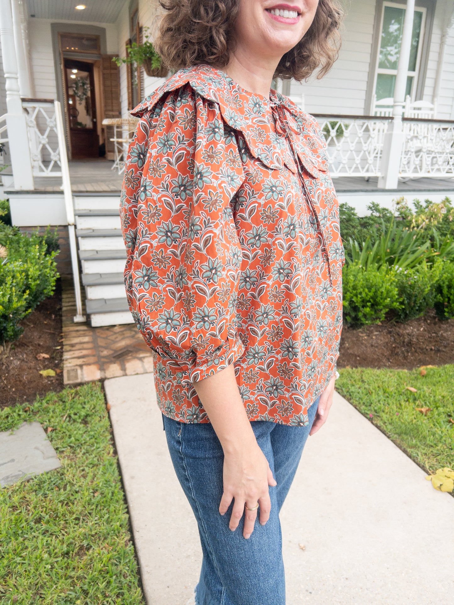 Orange Floral Top