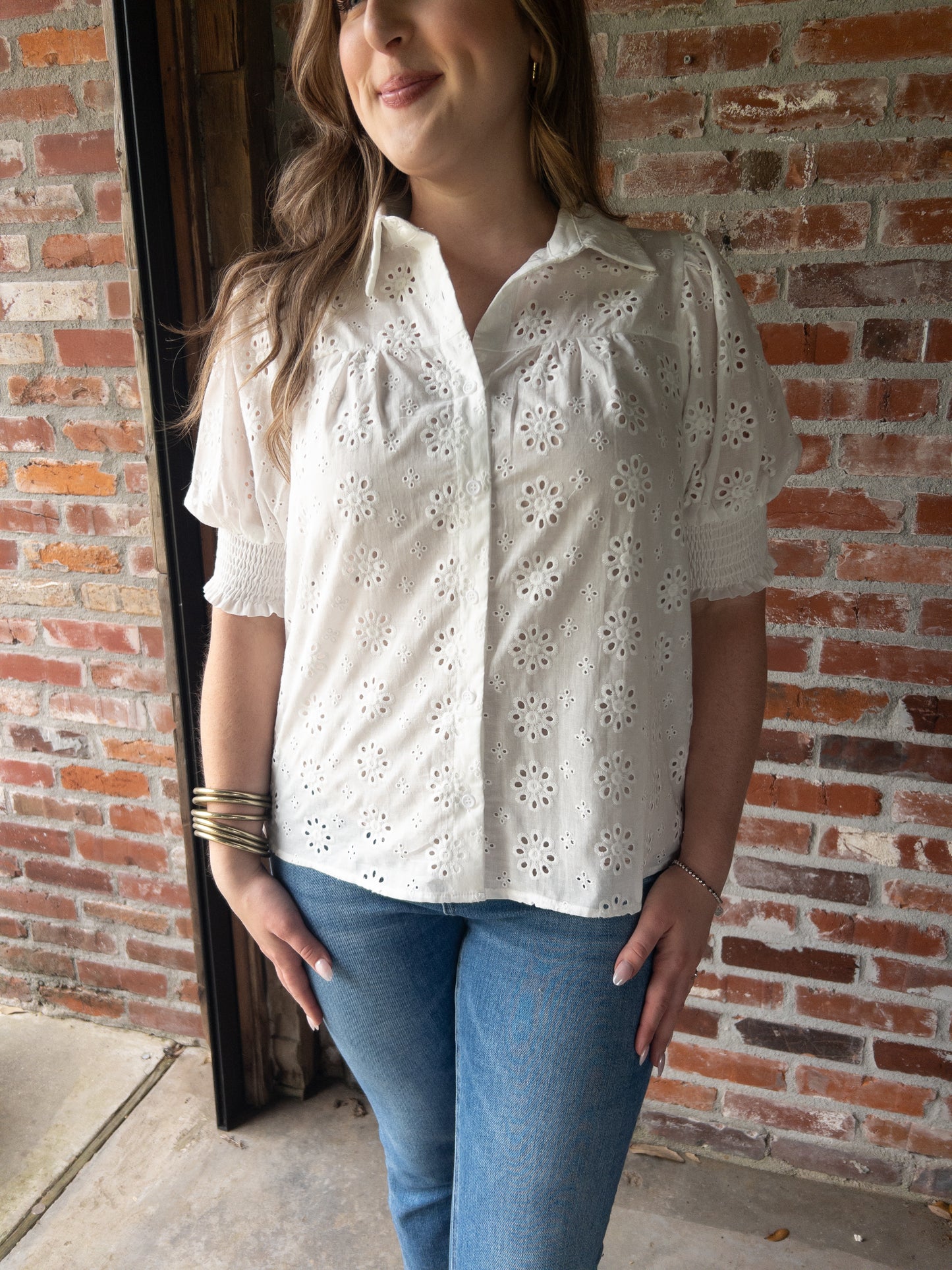 White Eyelet Top