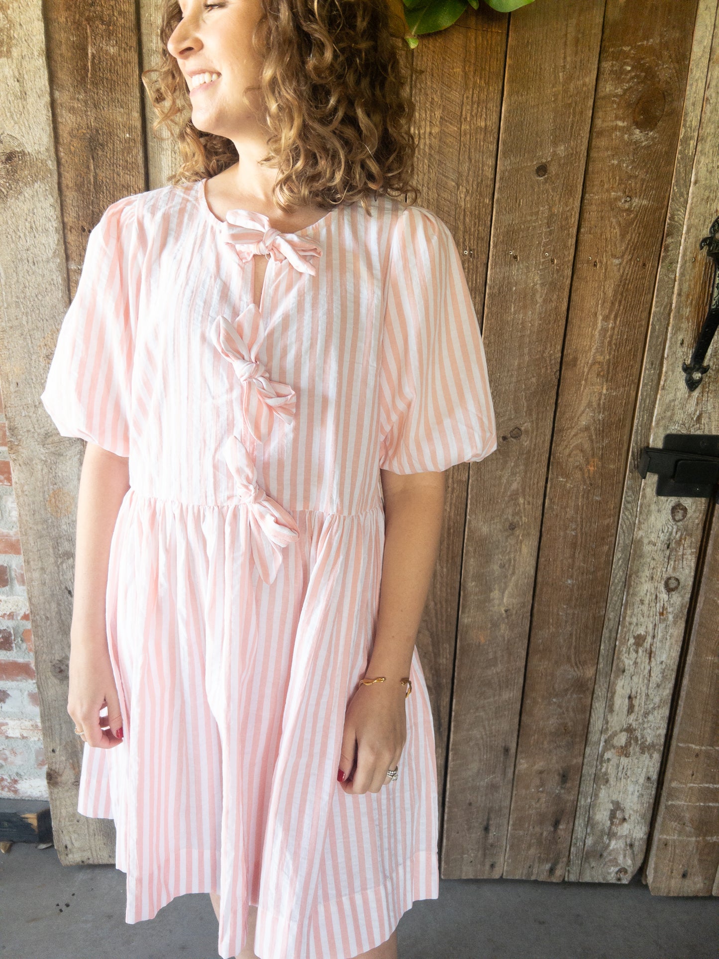 Peach Stripe Mini Dress