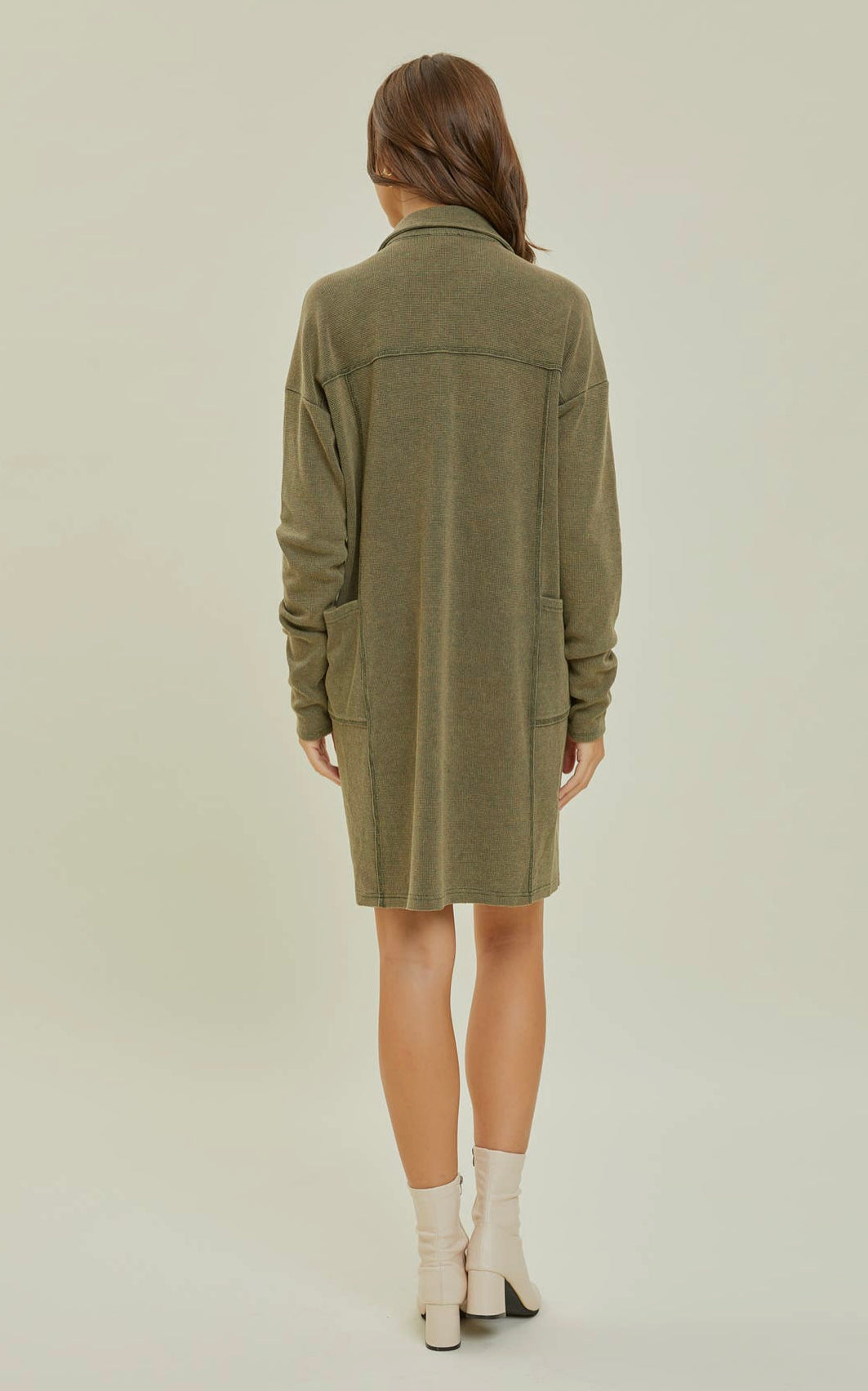 Olive Thermal Henley Dress