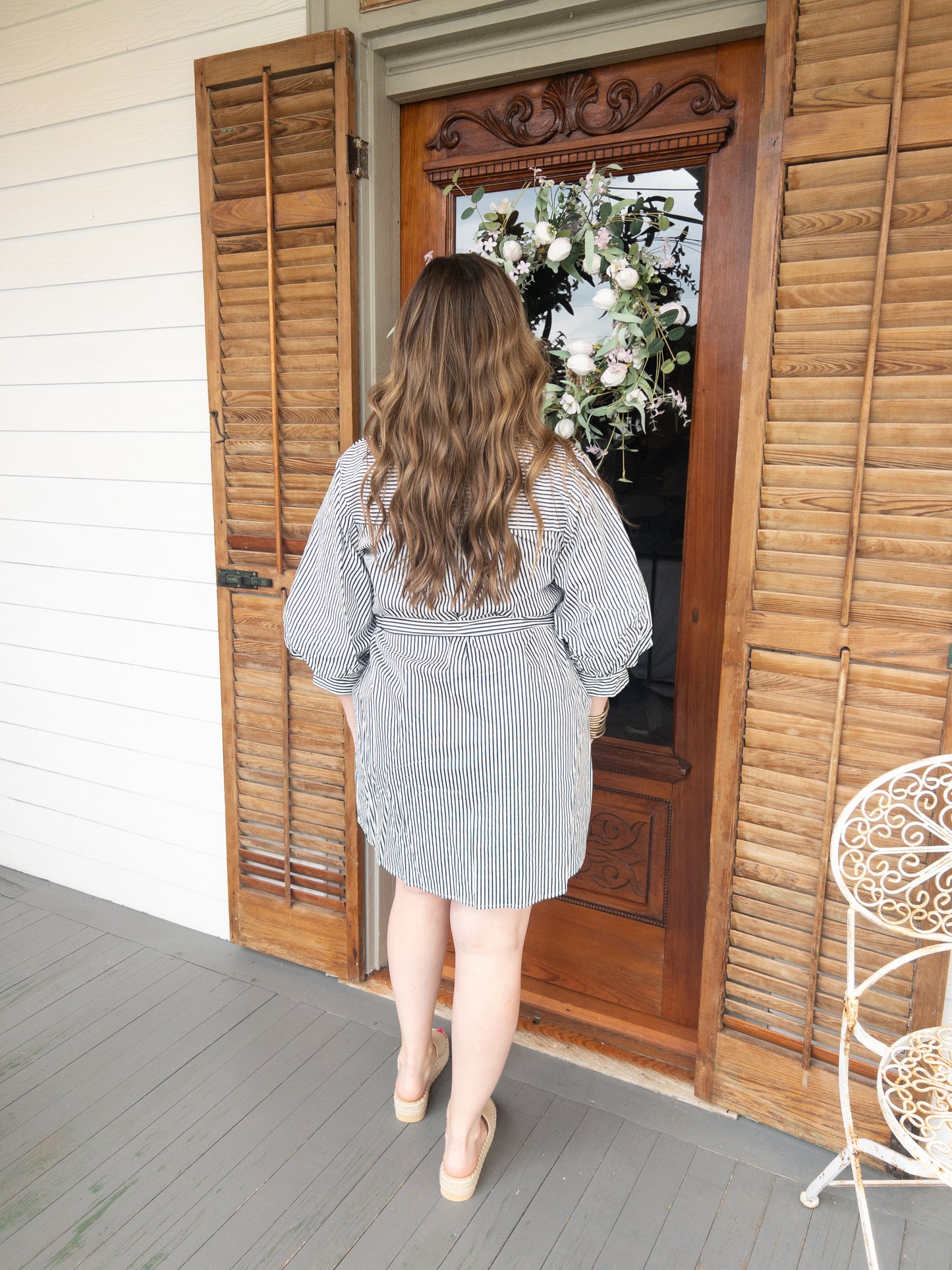 Navy & White Stripe Mini Dress