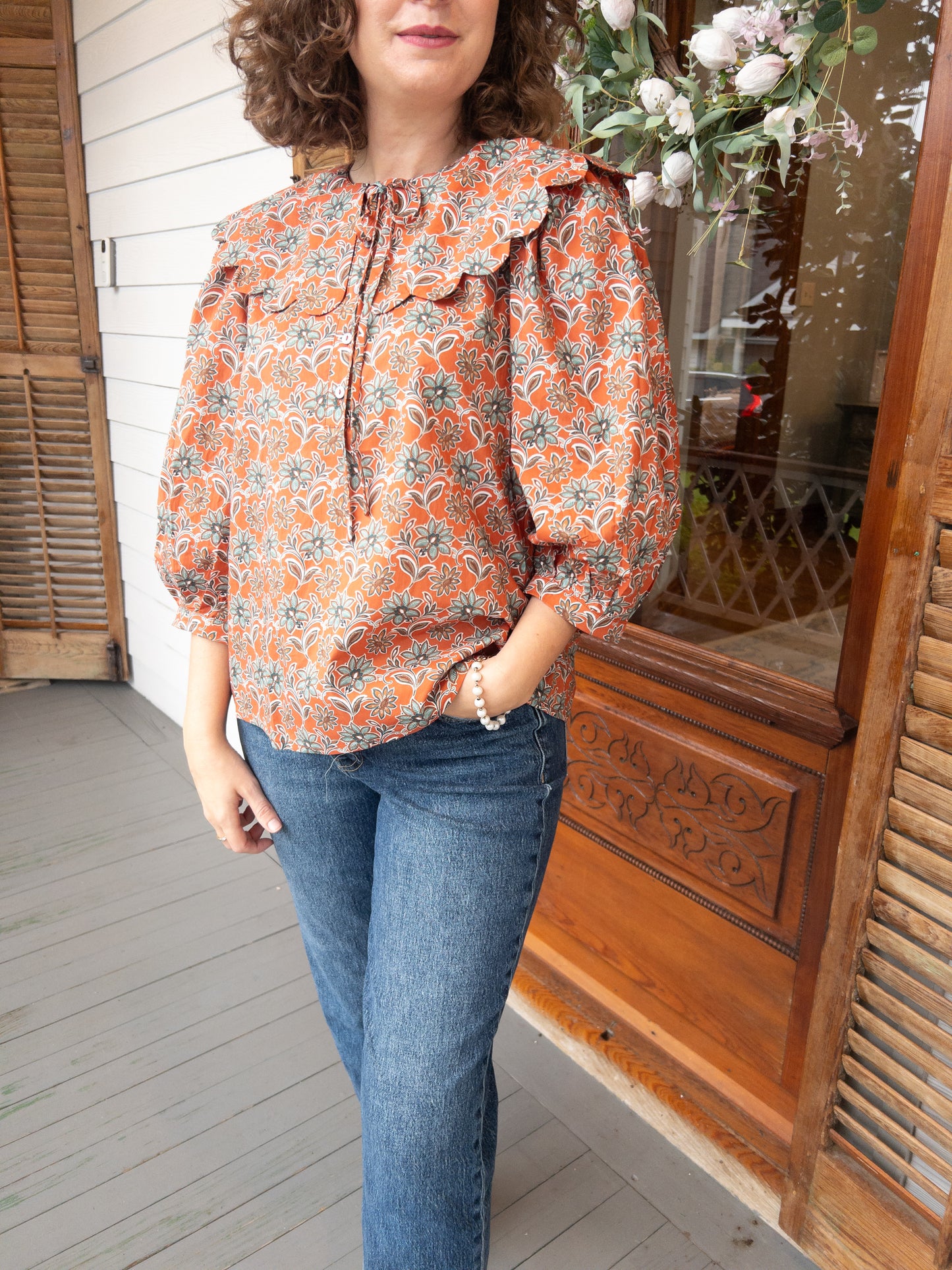 Orange Floral Top