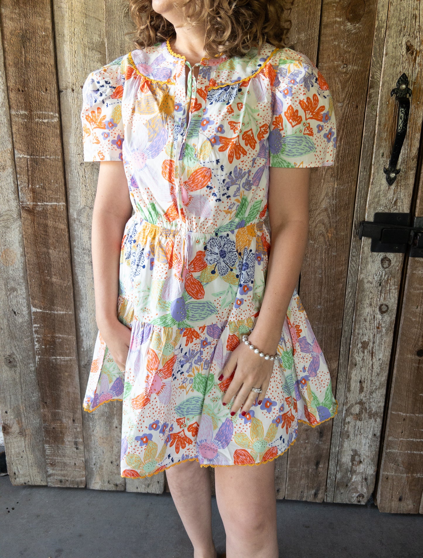 Colorful floral mini dress