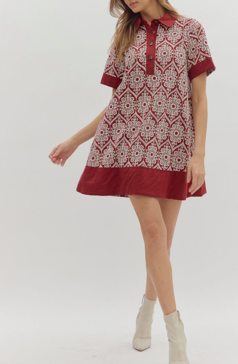 Burgundy & Lace Dress