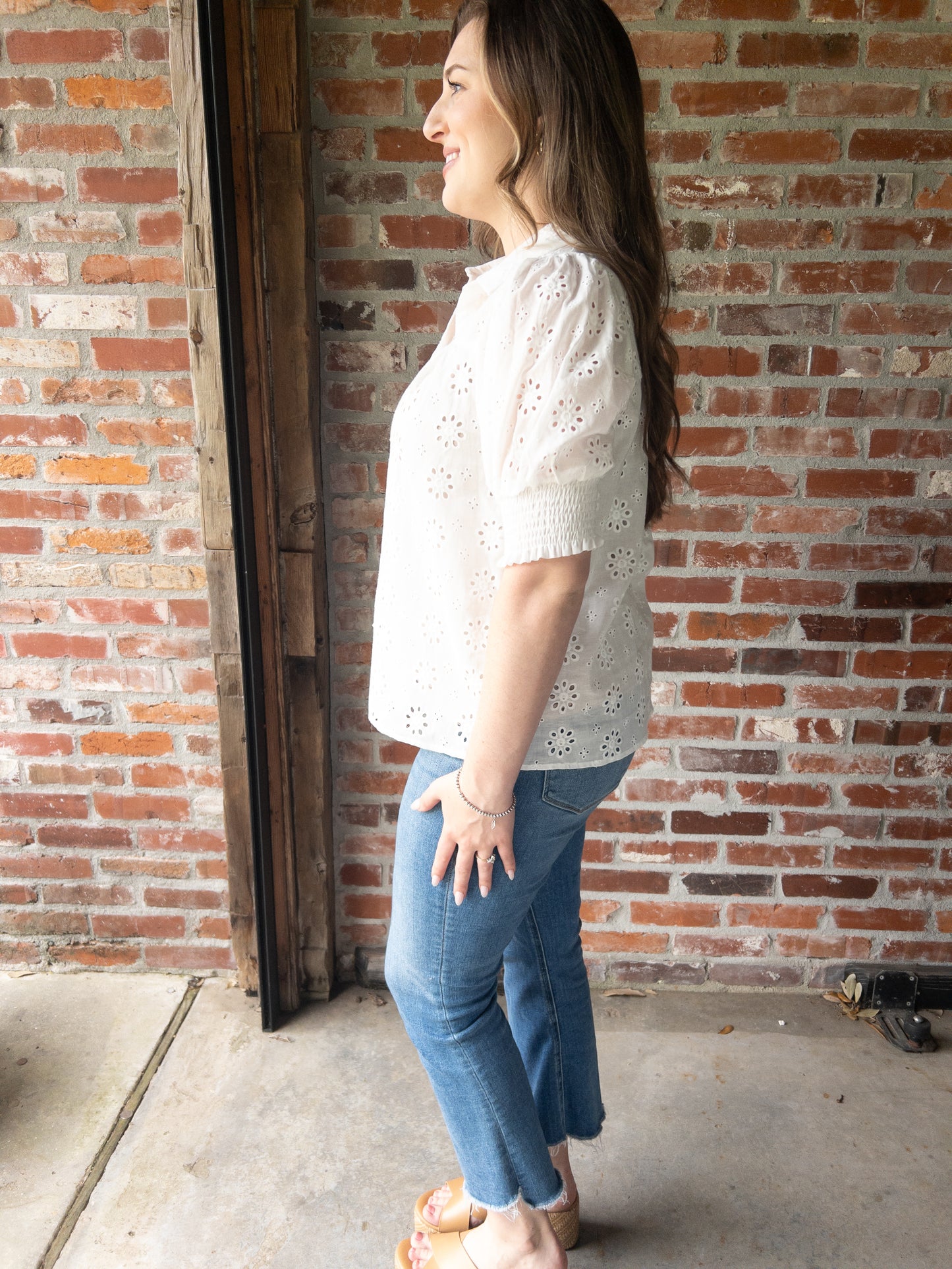 White Eyelet Top
