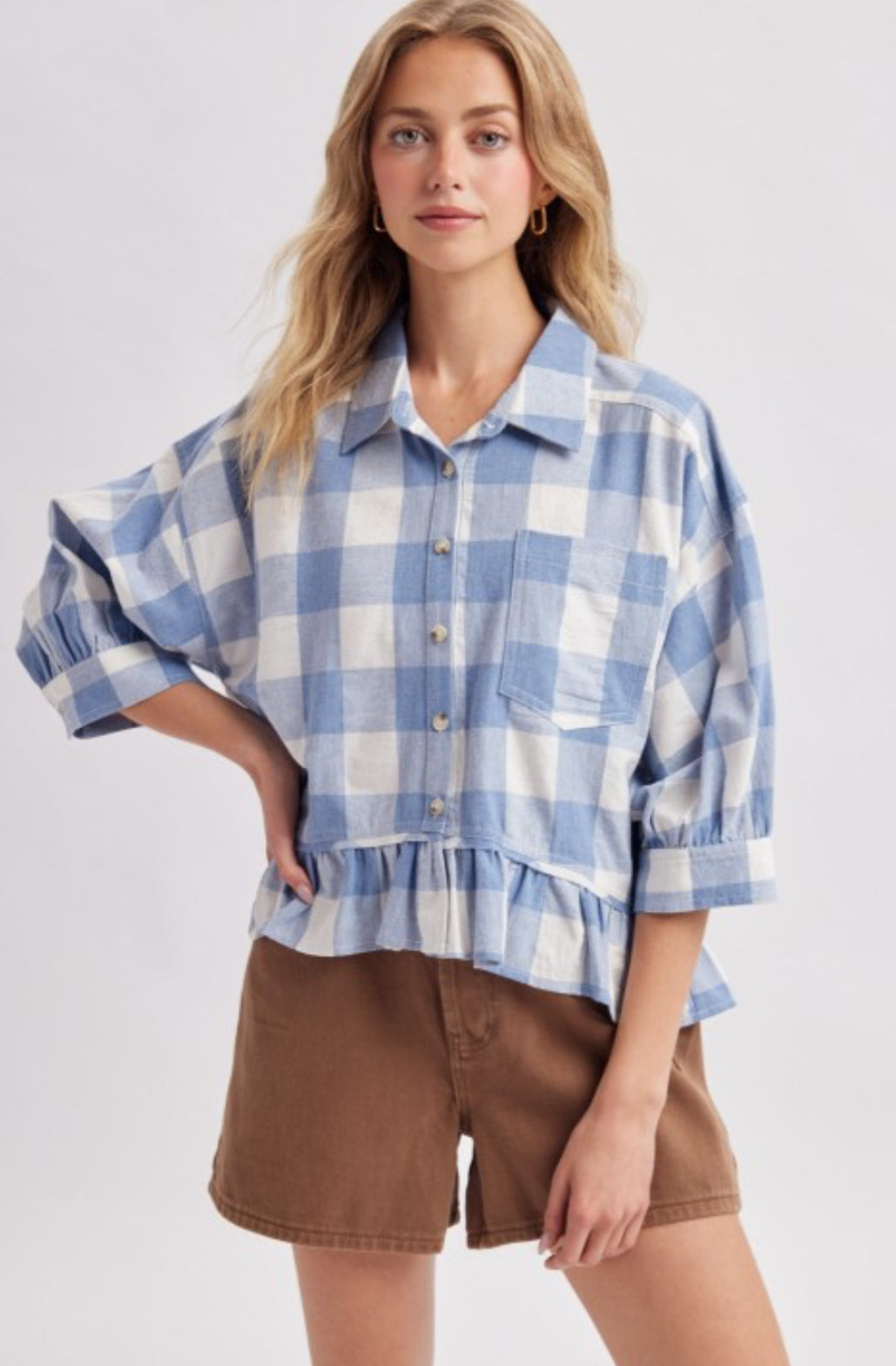 Blue plaid button down