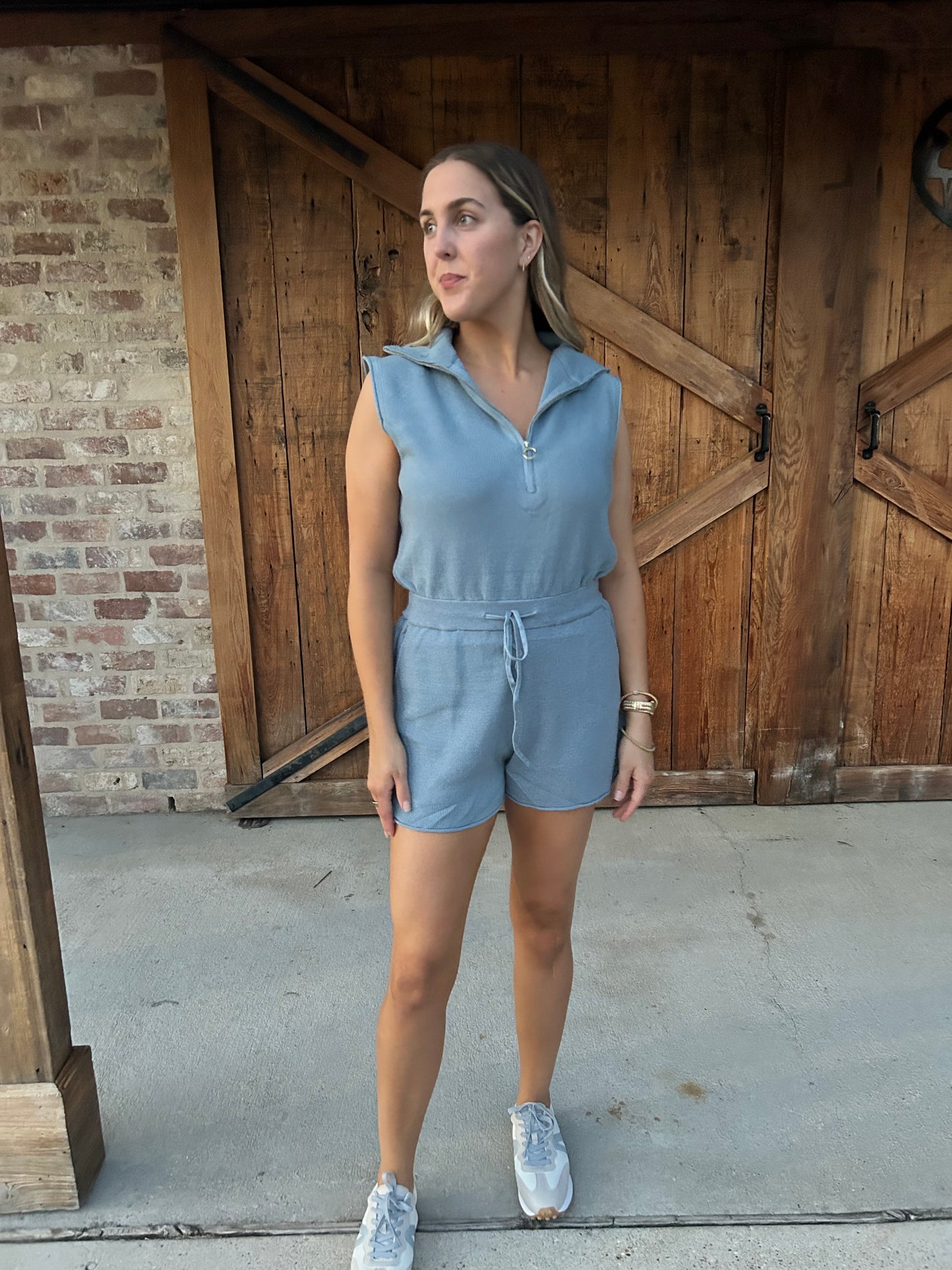 Baby Blue Knit Romper