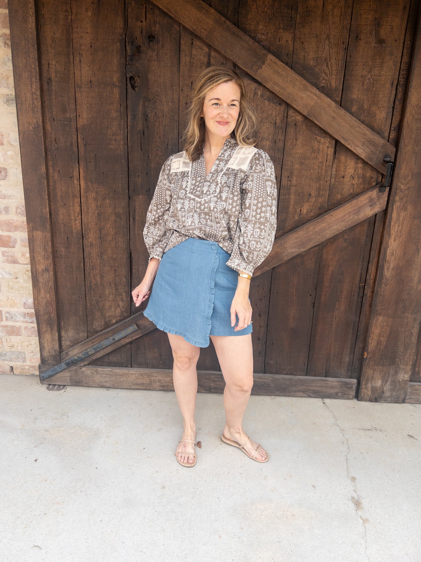 Denim Ruffle Skort