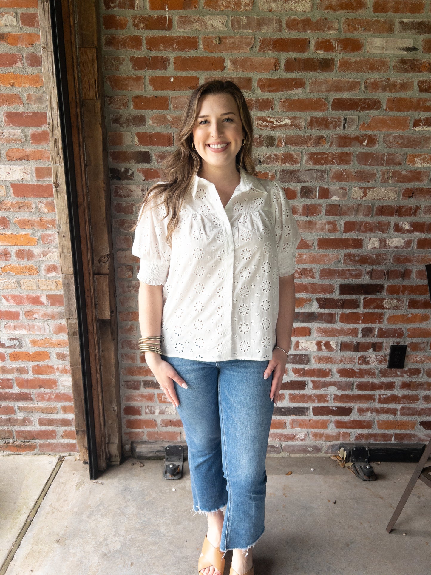 White Eyelet Top