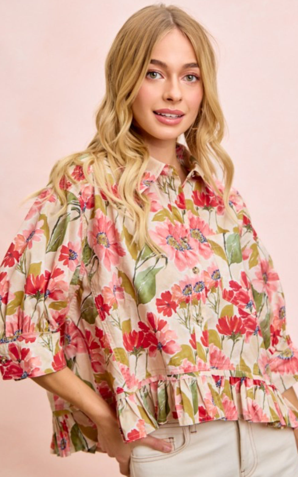 Floral Print Ruffle Top
