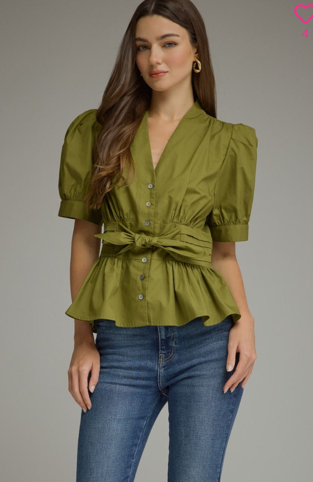 Olive Tie Waist Top
