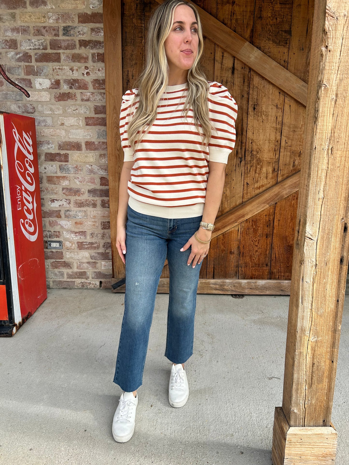 Rust stripe top