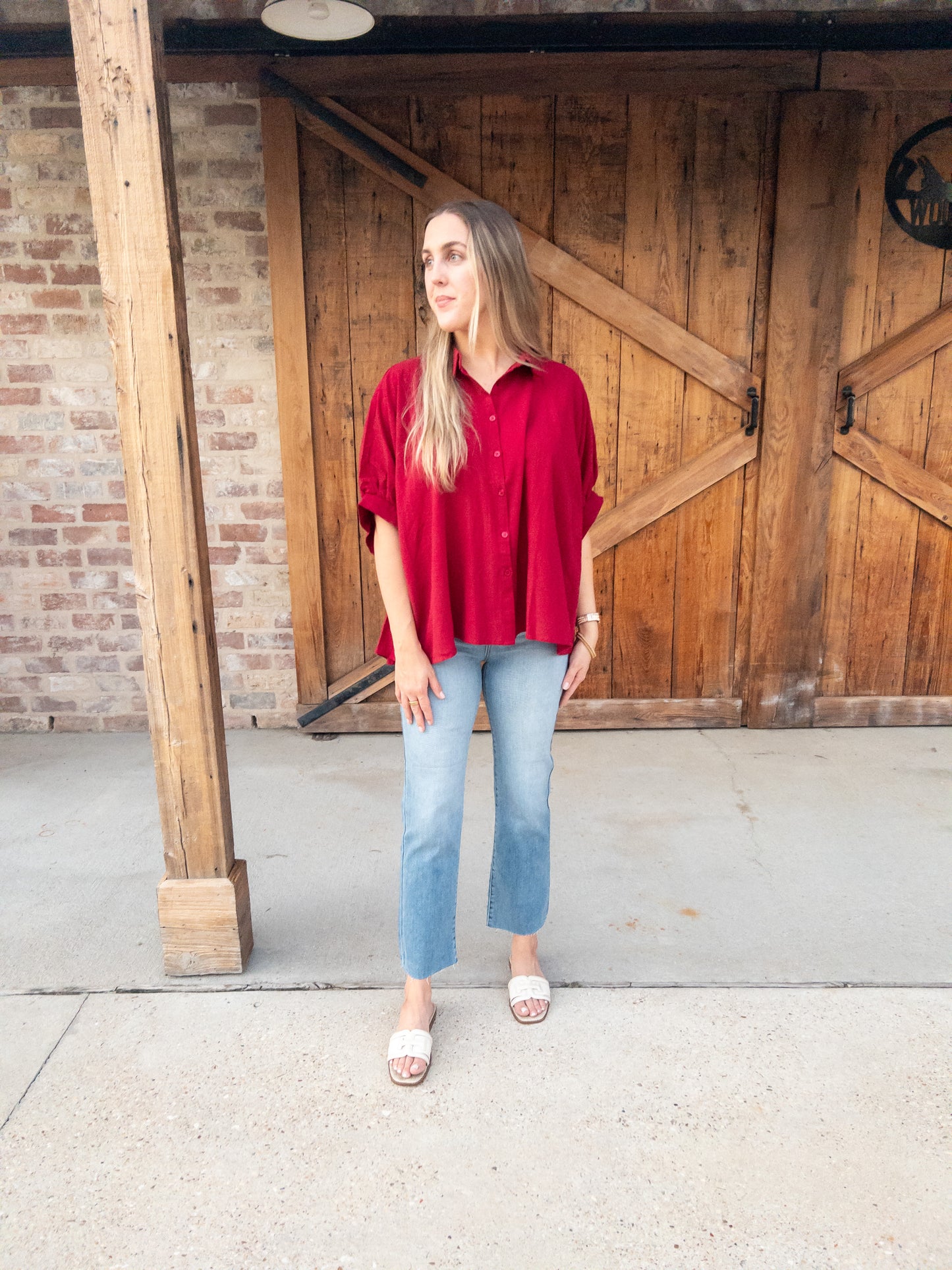The Wine Button Top