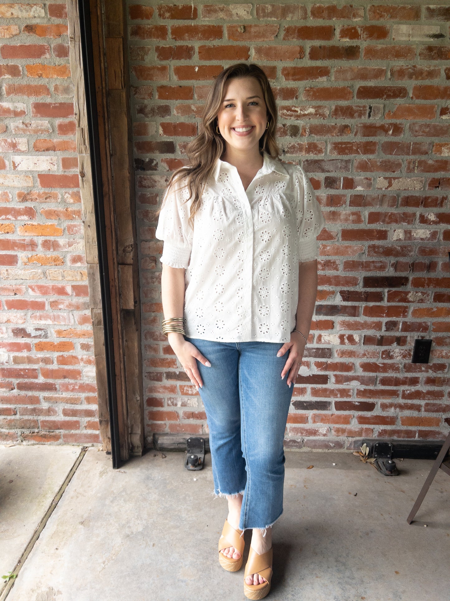 White Eyelet Top