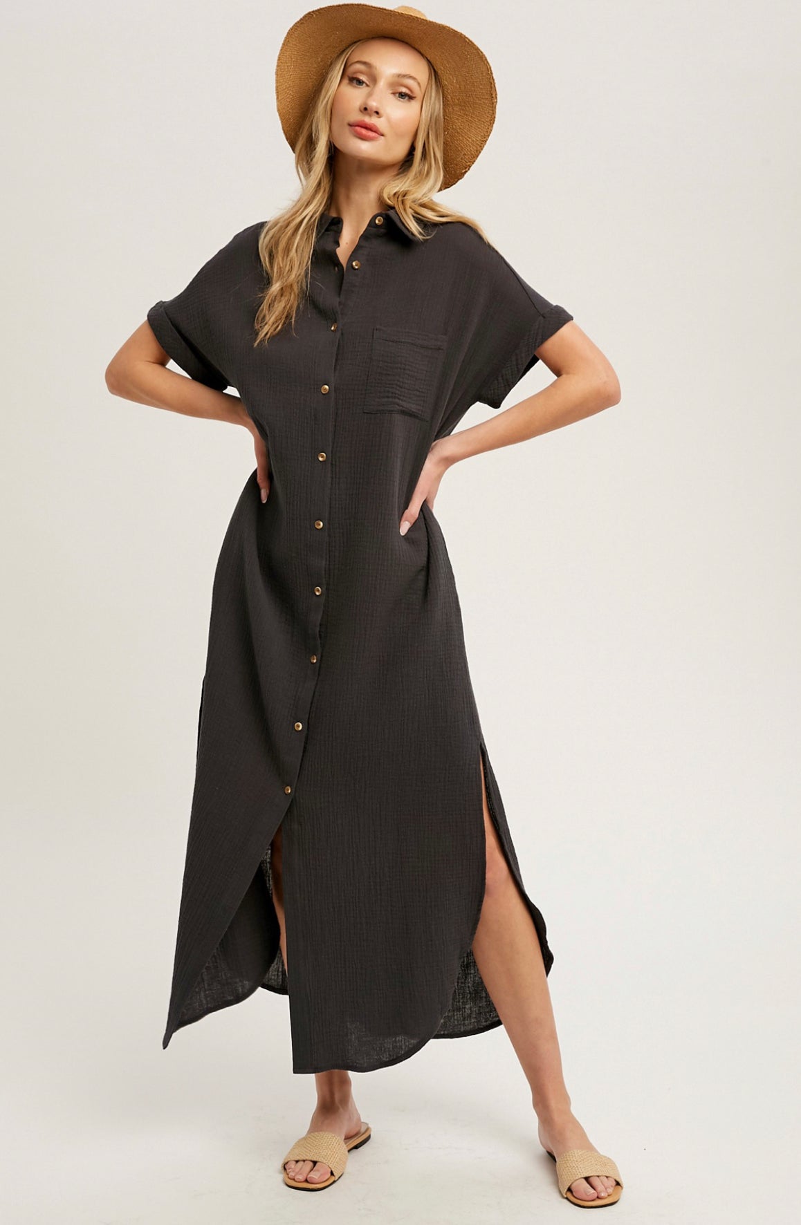 Casual Black Button Up
