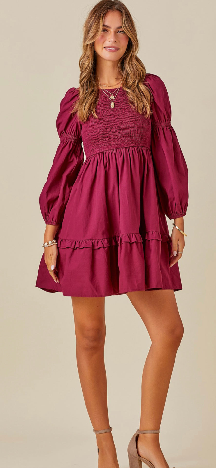 The Leah Dress in Wine
