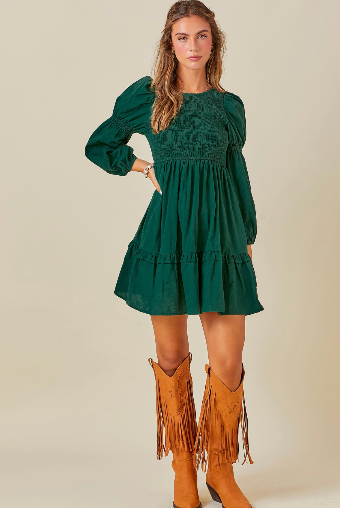 The Leah Dress in Dark Green