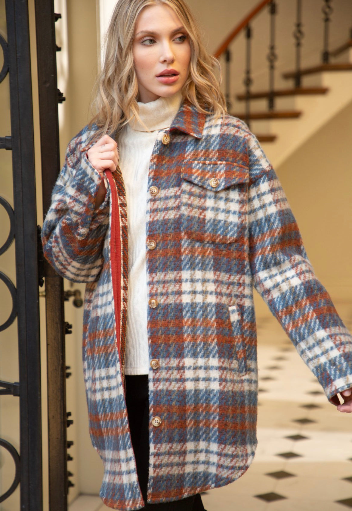 Navy Plaid Shacket