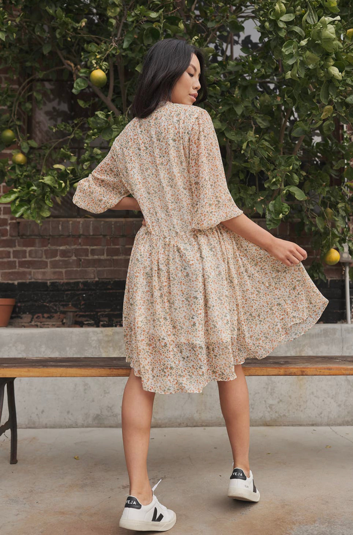 Orange Floral Mini Dress