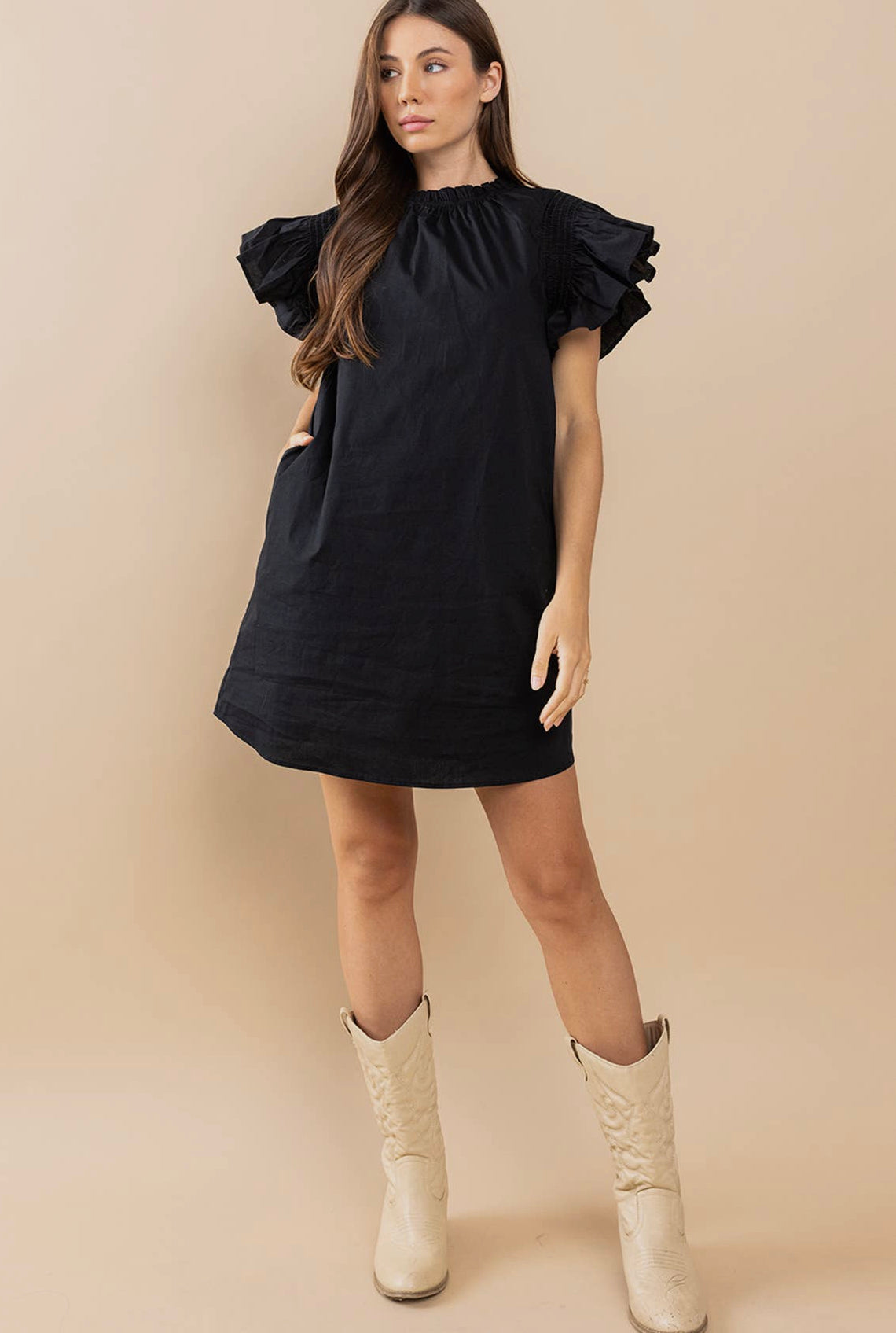 Ruffle Black Dress