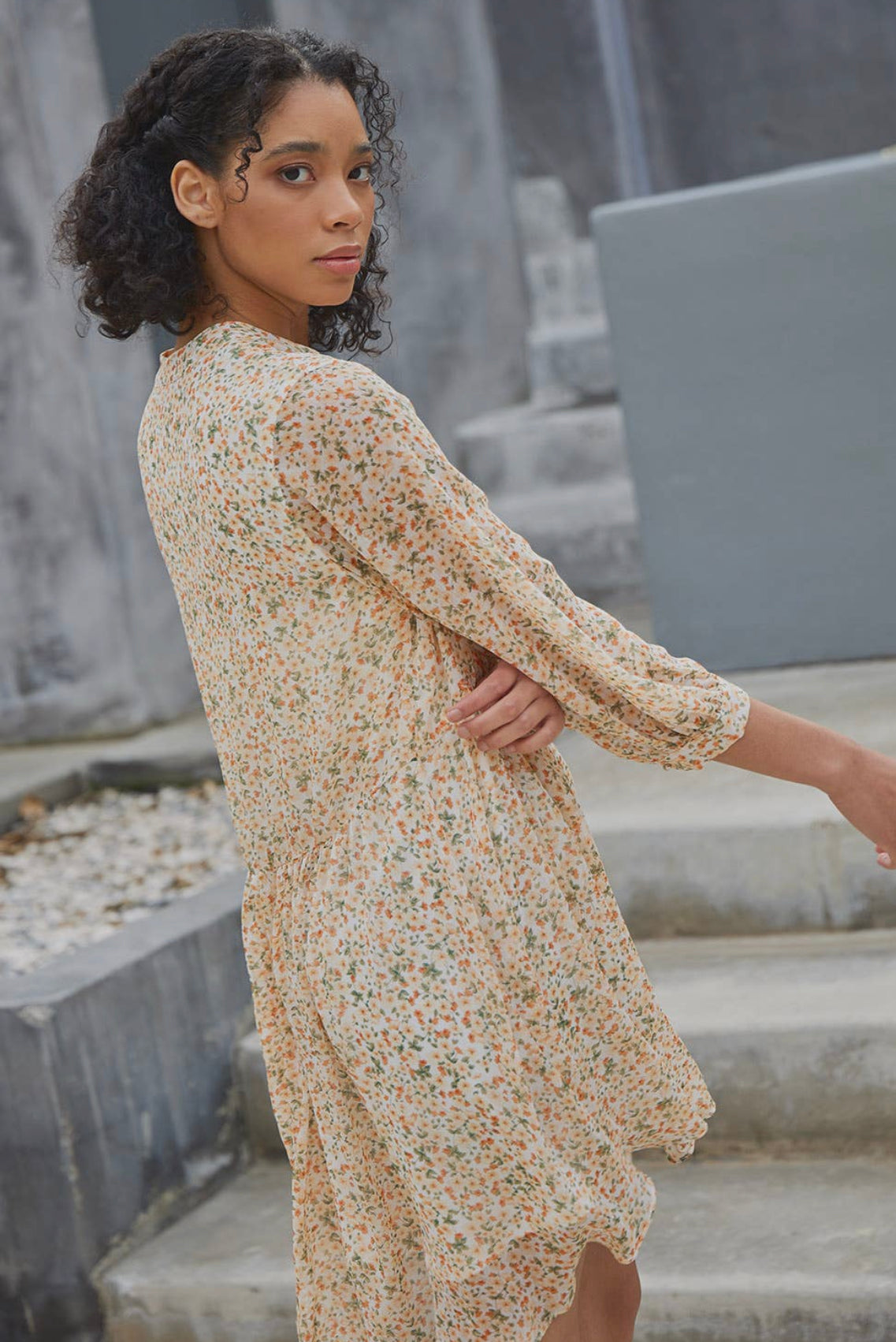 Orange Floral Mini Dress