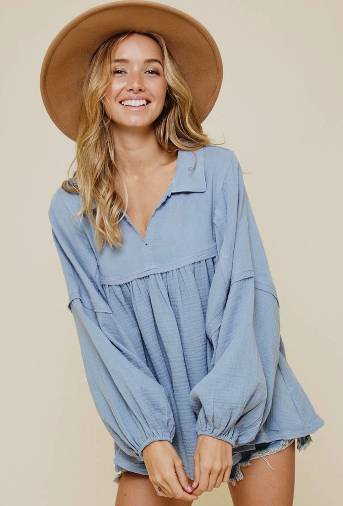 Blue Gauze Top
