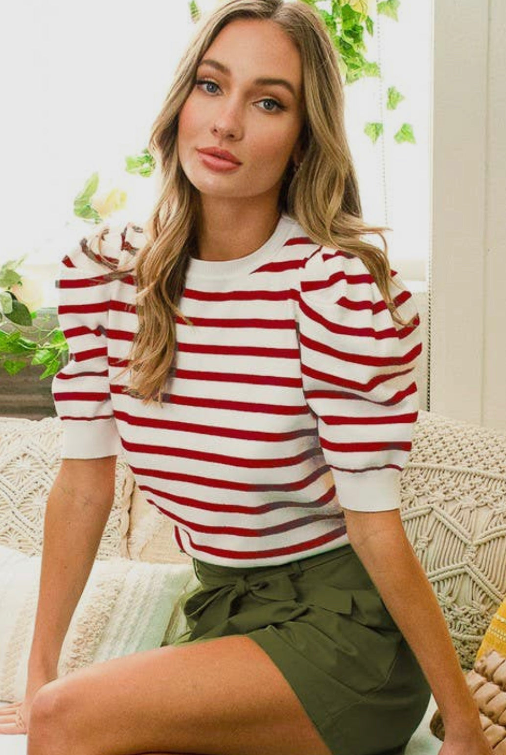 Cranberry stripe top