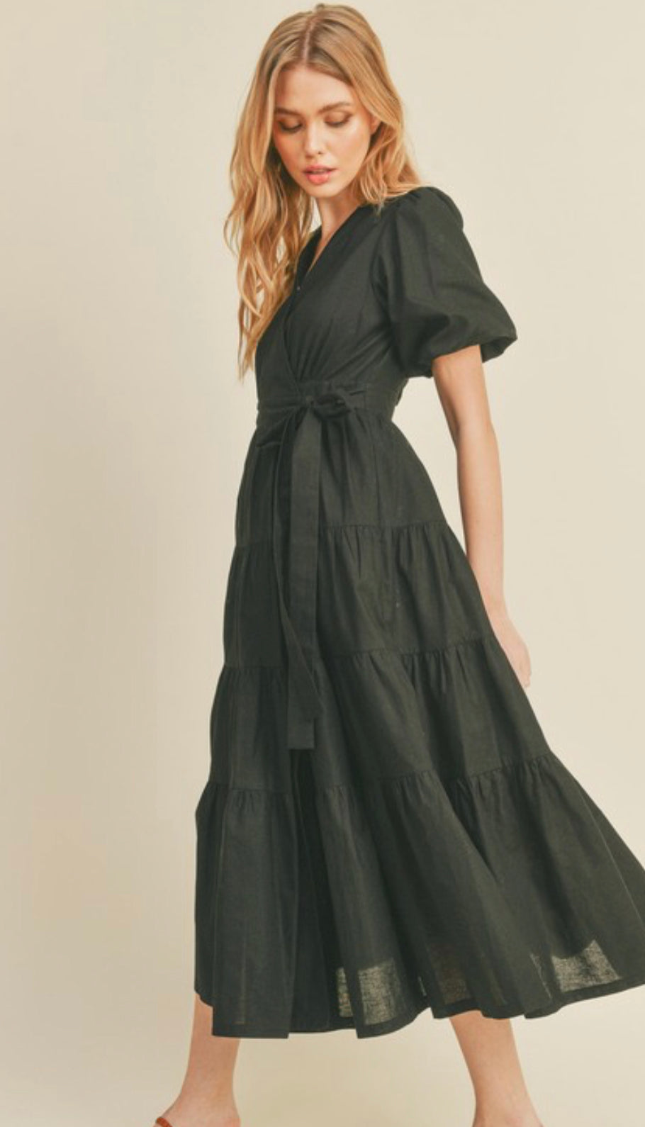 Black Midi Wrap Dress