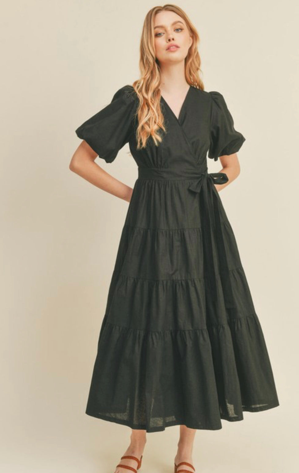 Black Midi Wrap Dress