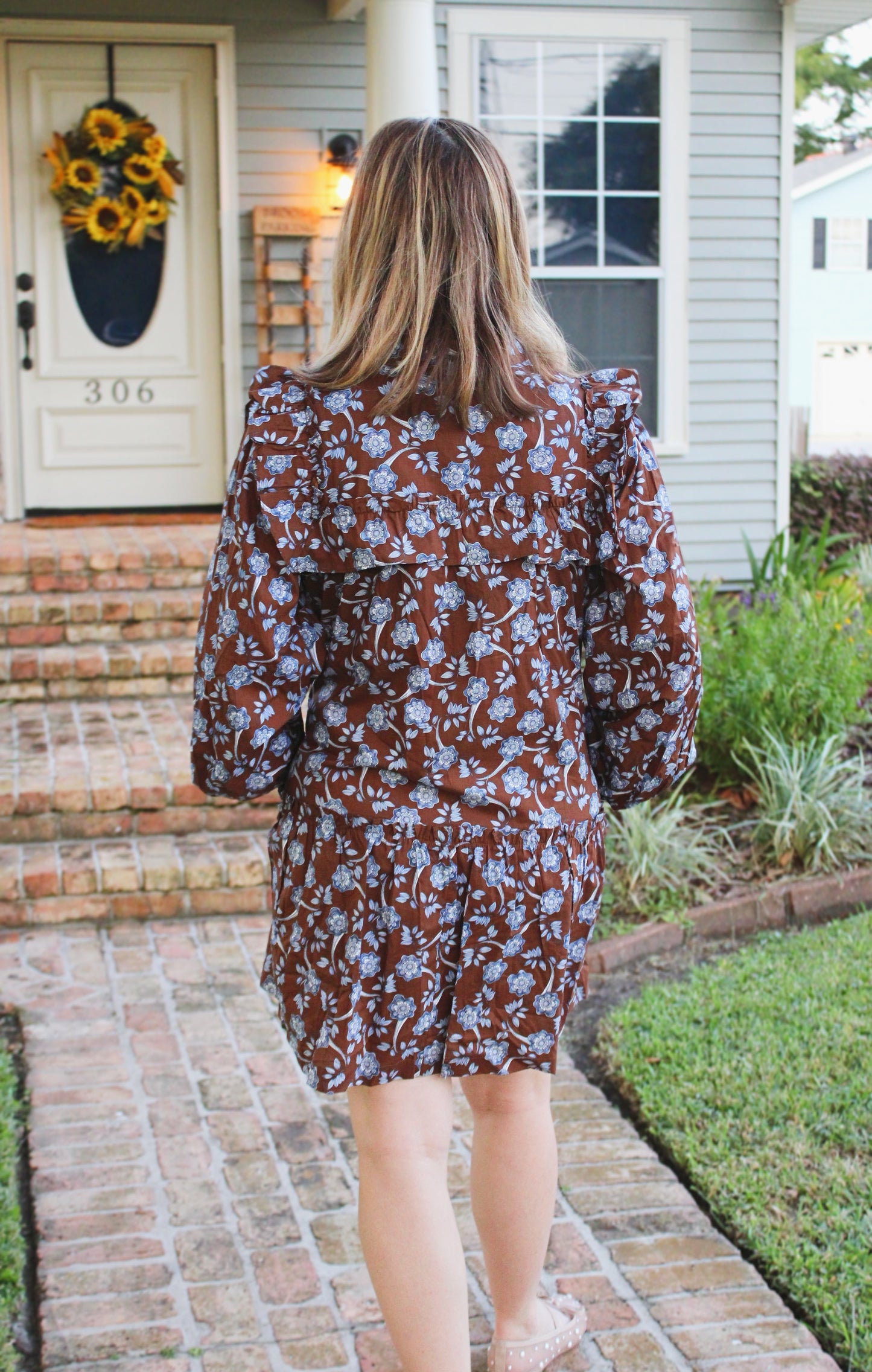 Brown & Blue Floral Mini