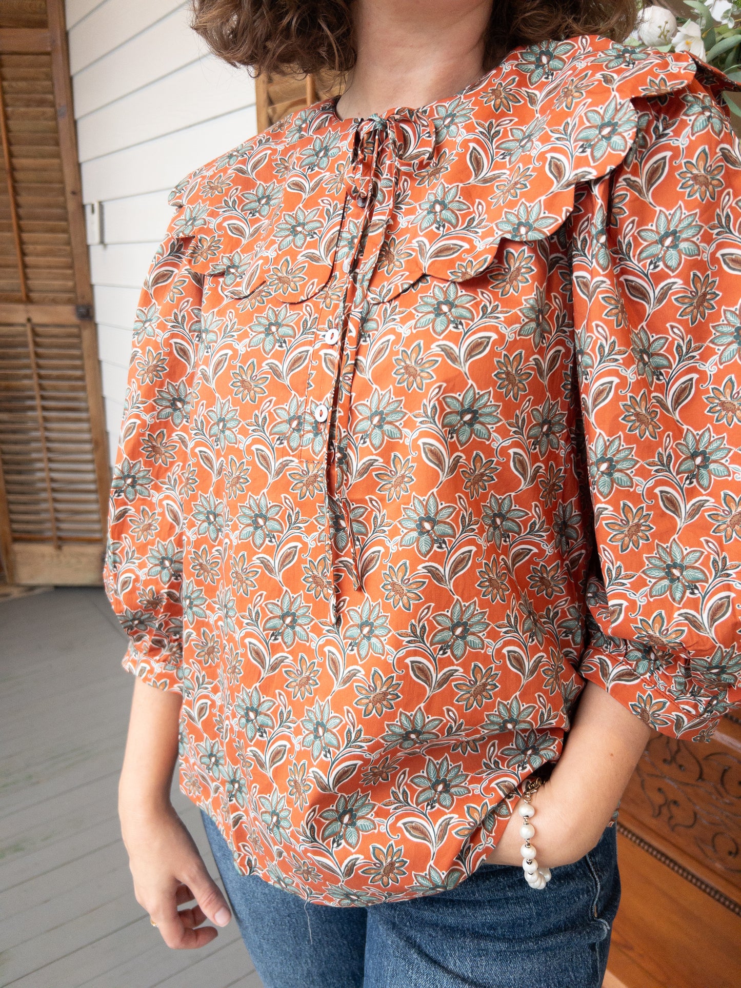 Orange Floral Top