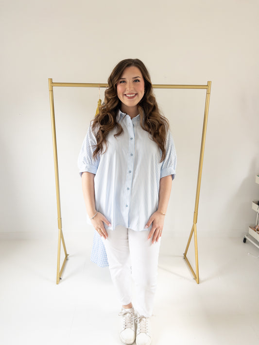 Blue Pinstripe Button Down