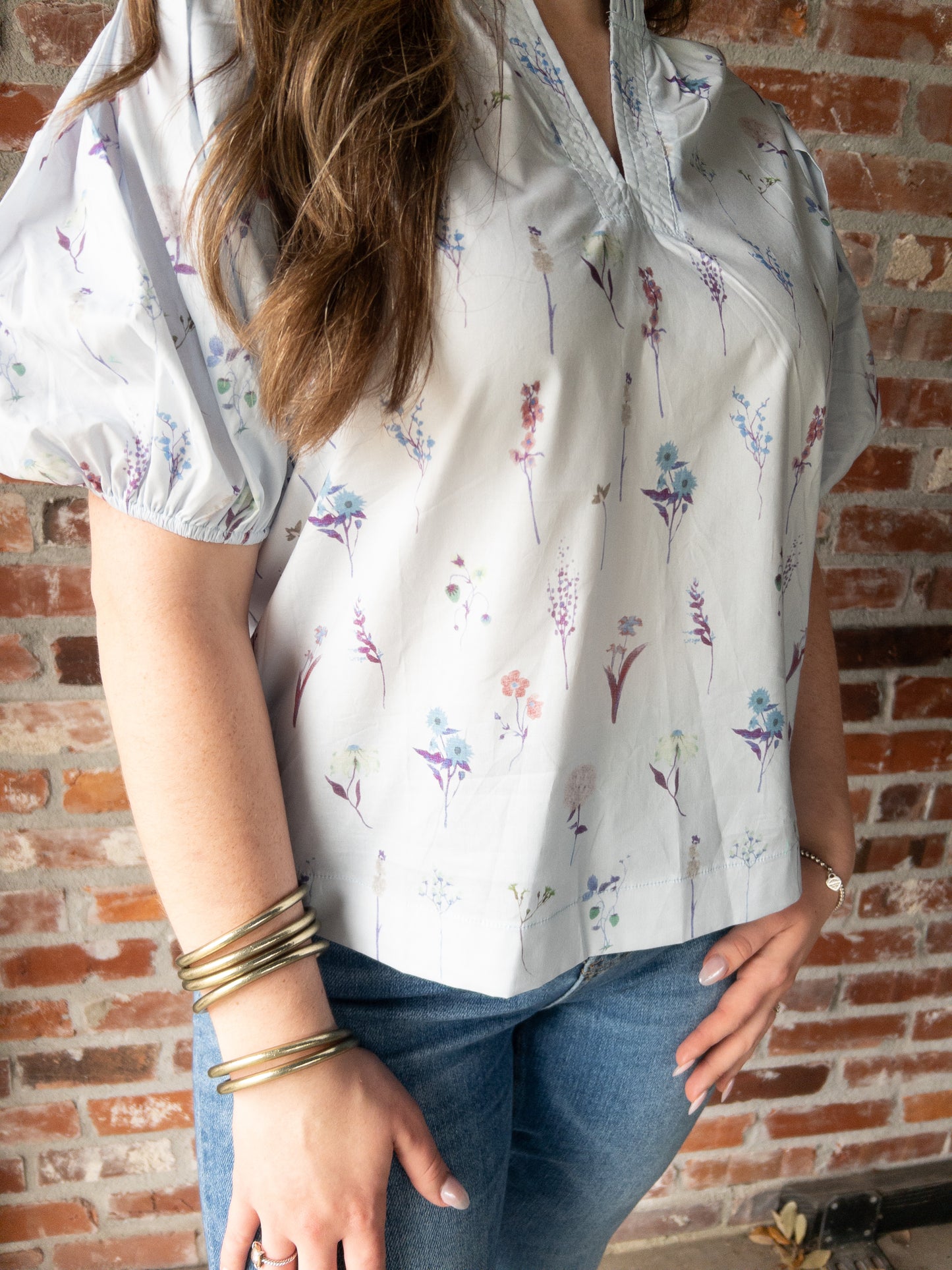 Floral light blue blouse