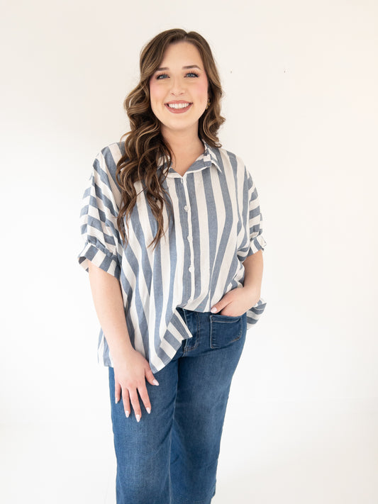 Blue Stripe Oversize Shirt