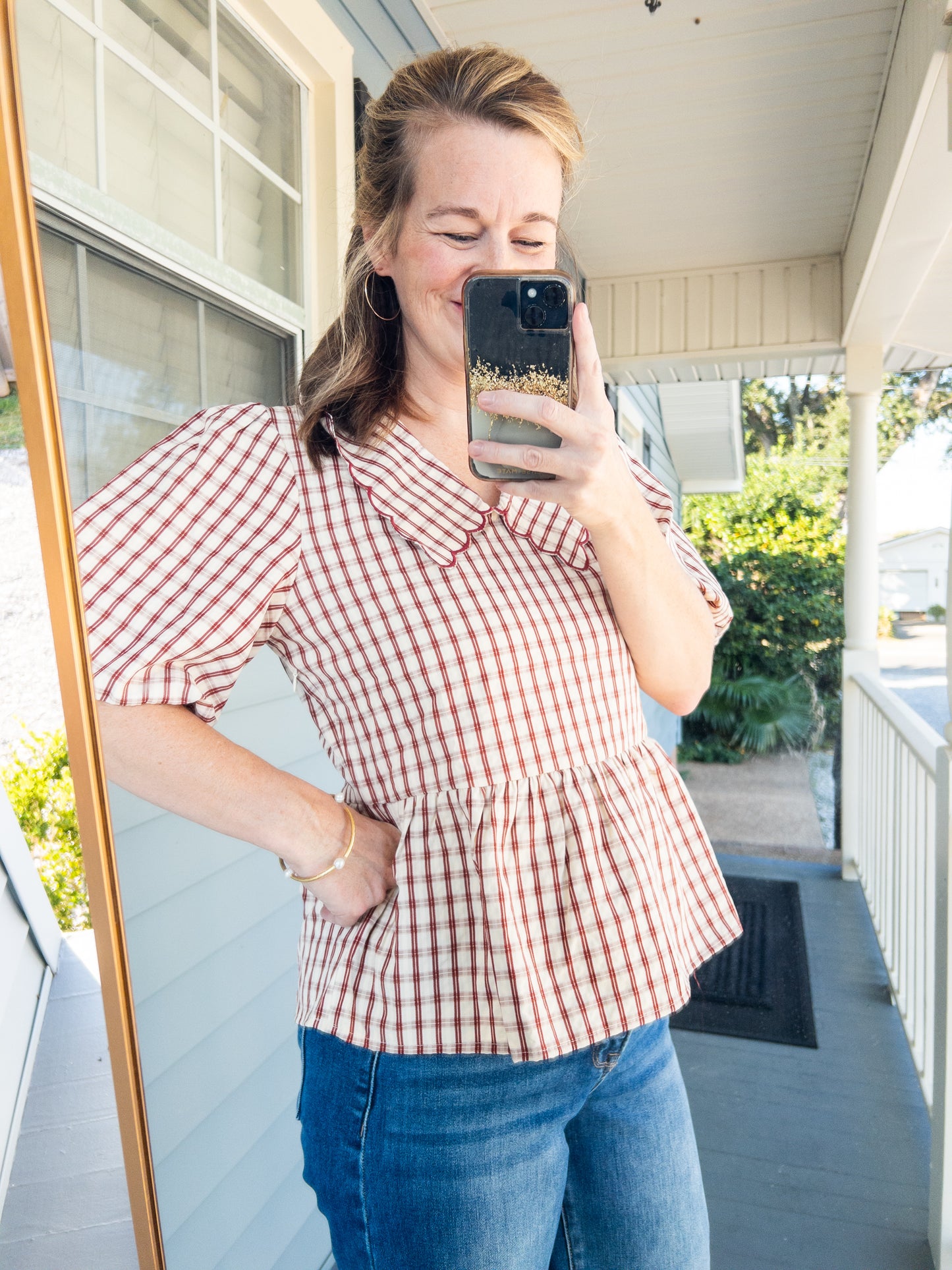 Plaid peplum top