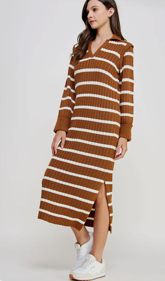 Ribbed knit midi dress