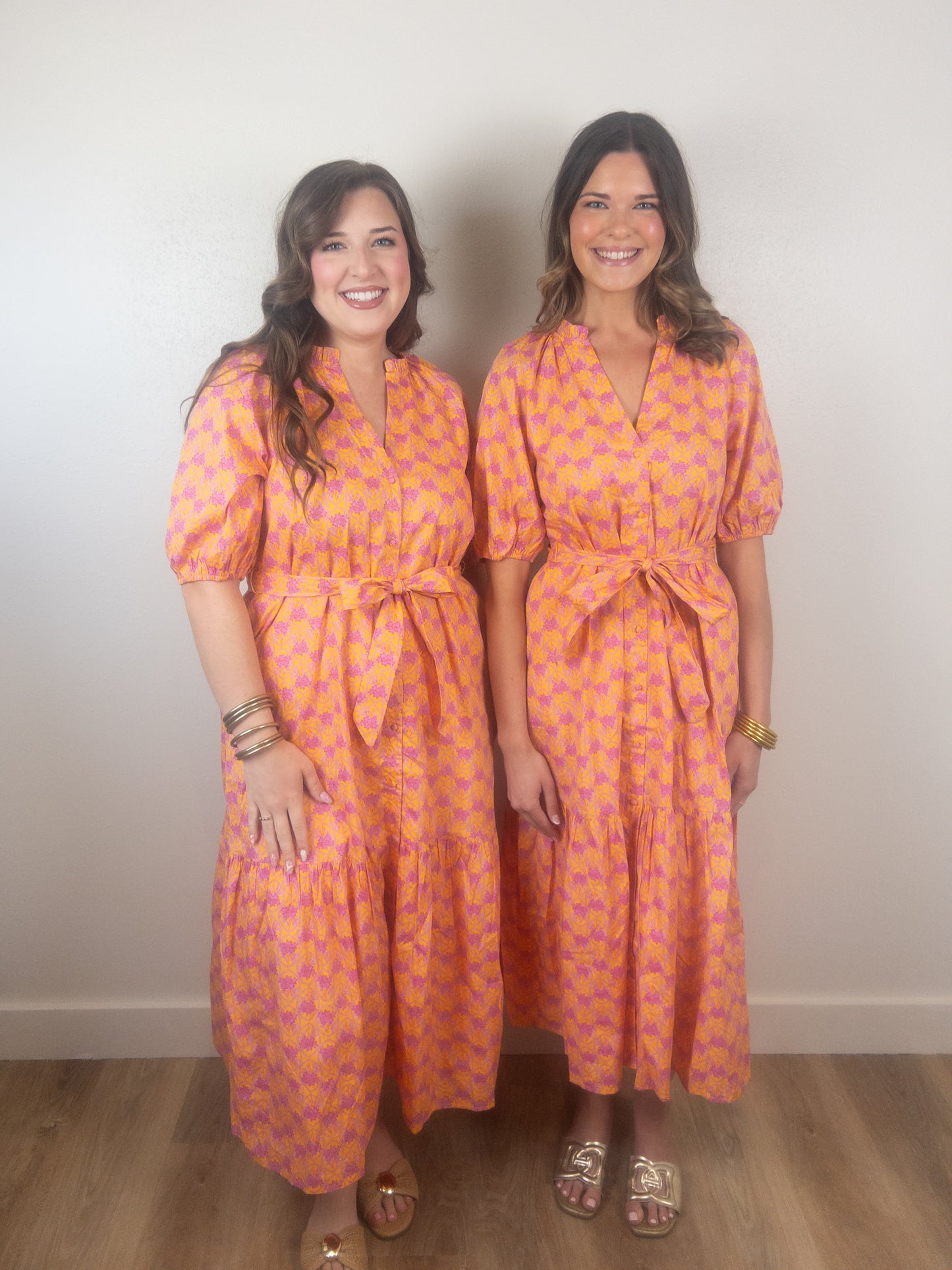 Orange & Pink floral midi