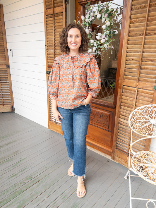 Orange Floral Top